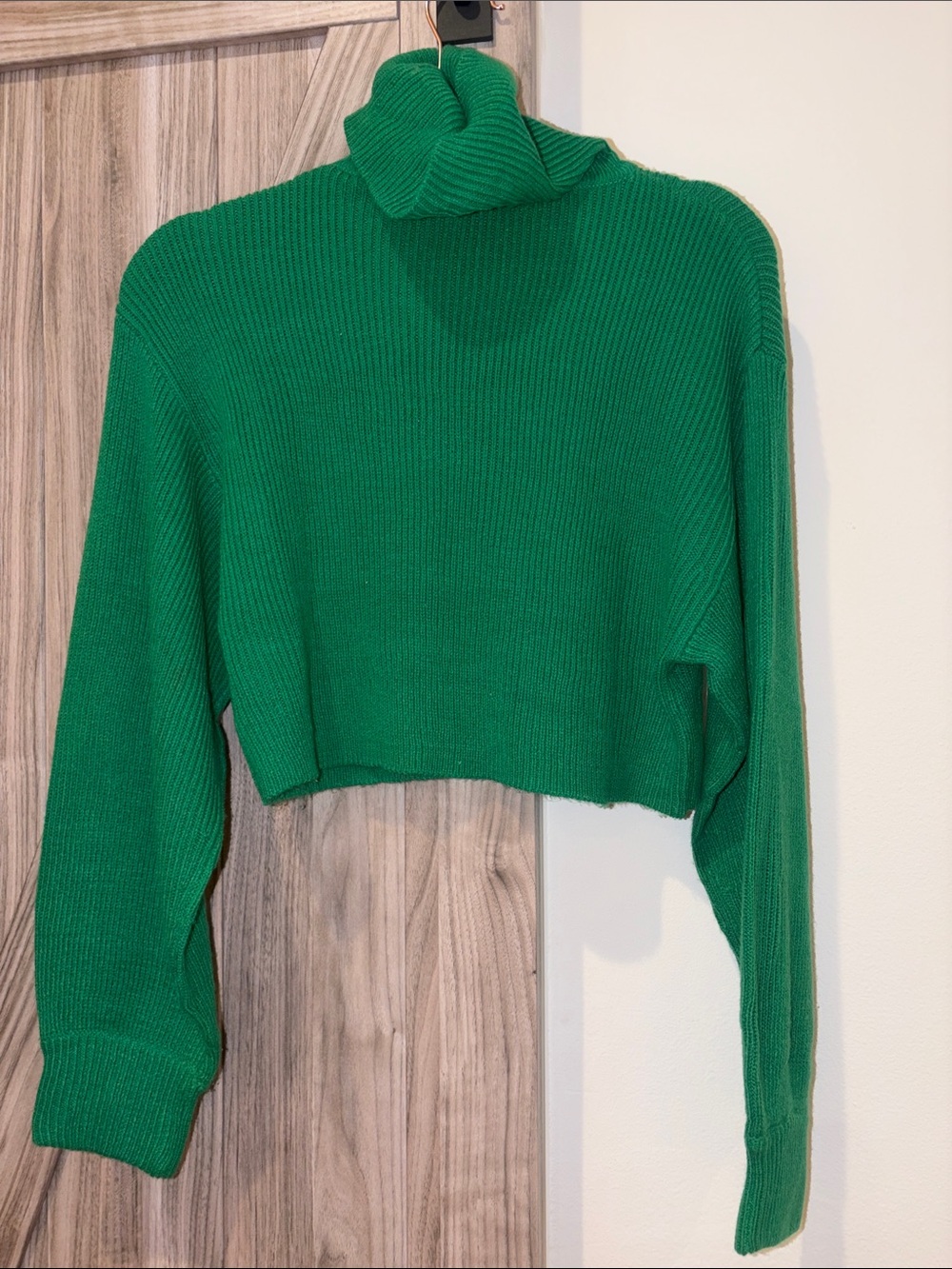 H&M Emerald Green Cropped Turtleneck Sweater